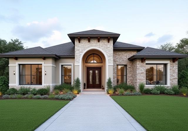 Front view of a custom new construction home in Orlando